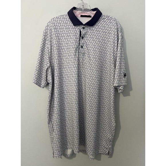 Greyson Polo Shirt Men's XL Blue Geometric All Over Print Stretch Logo Golf - Picture 3 of 12